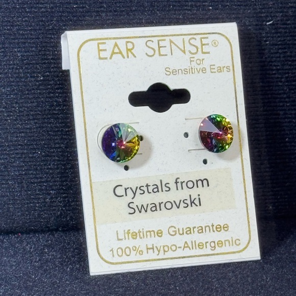 Ear Sense AB Vitrial Crystal Stud Earring Made With Swarovski Crystals - Picture 3 of 5